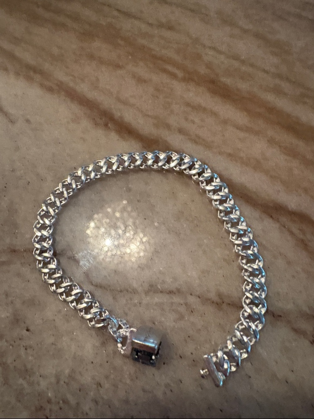 Pandora Sparkling Silver CZ Cuban Link Bracelet - Picture 12 of 12